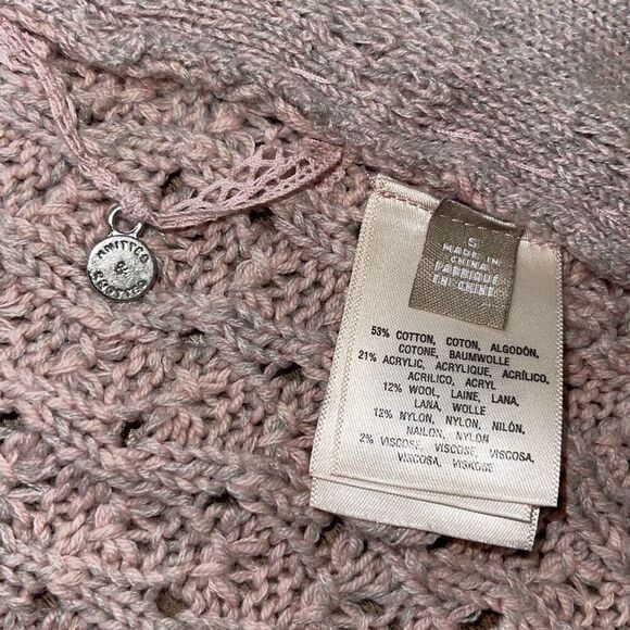 Anthropologie Knitted & Knotted Womens Open Front Crochet Cardigan Pink Small - Picture 5 of 7